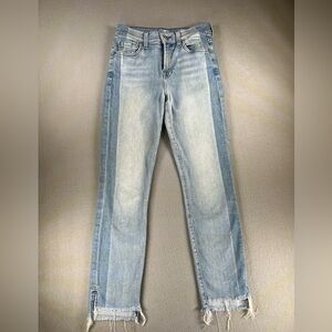 7 For All Mankind Roxanne Shadow Seam Ankle Jeans 2 Tone Wash Distressed Hem